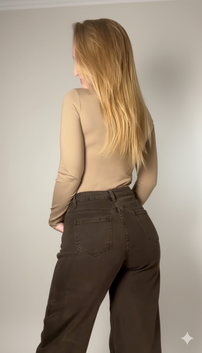 Calças efeito abalonado Castanhas