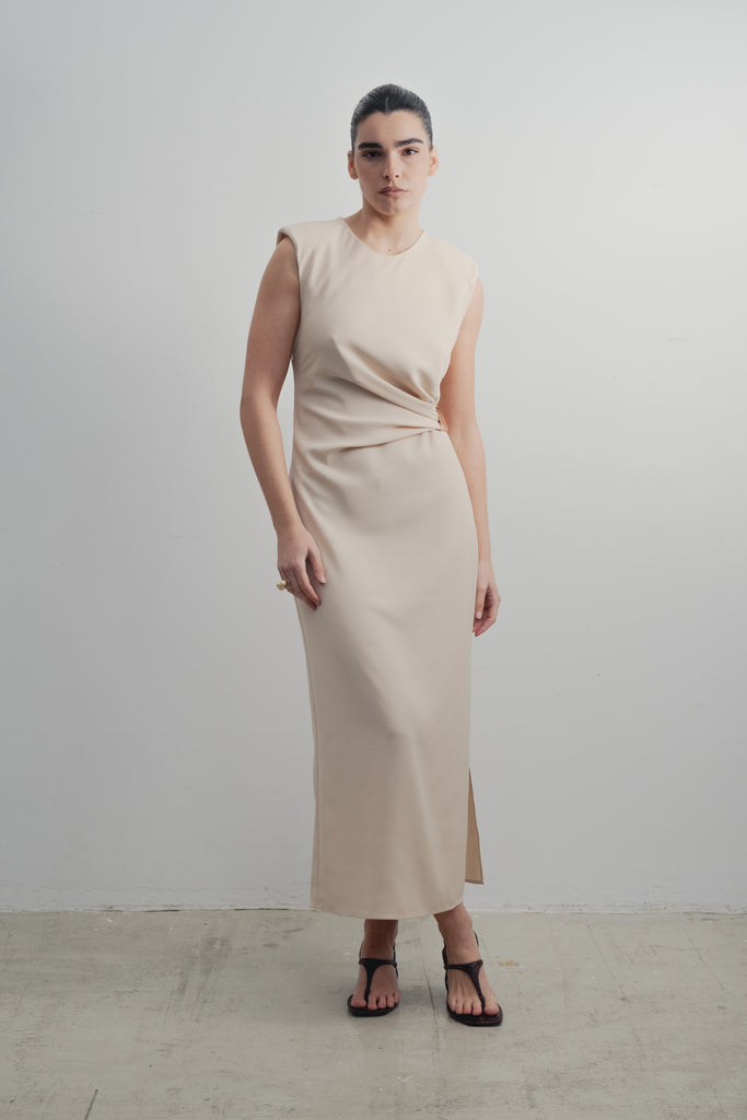 Vestido Midi com detalhe dourado