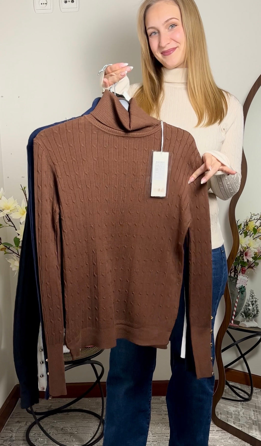 Camisola de gola alta simples