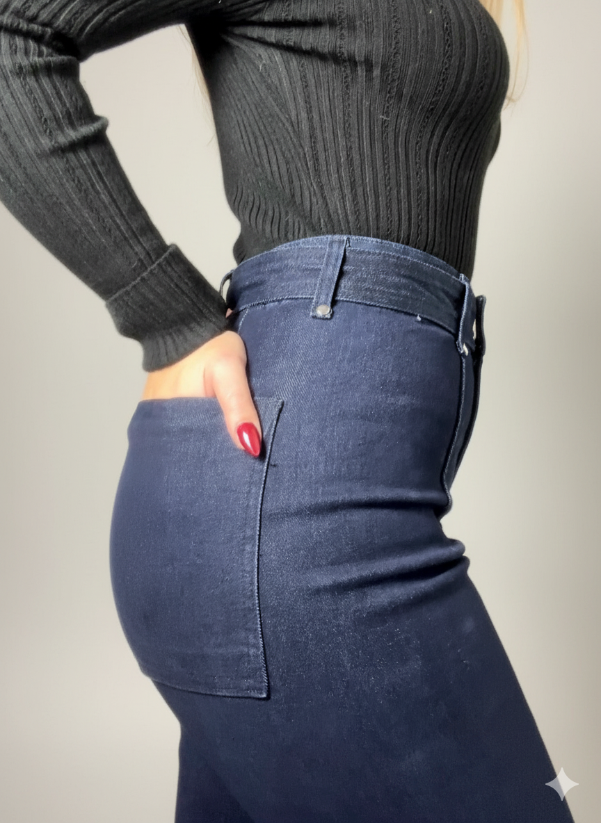 Calças de Ganga Wide Leg com cinto