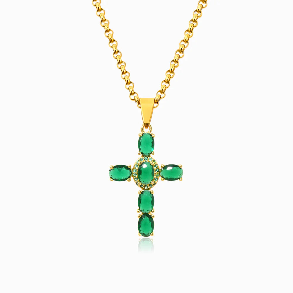 Colar Cruz Emerald